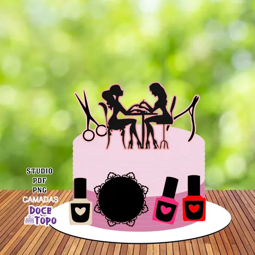 Topo de Bolo Manicure 01 Studio/PDF/PNG