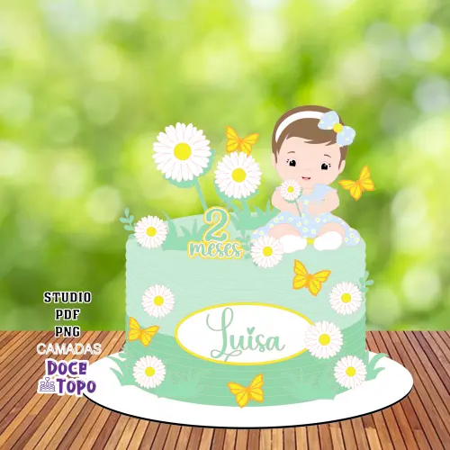 Topo de Bolo Margaridas 02 Studio/PDF/PNG
