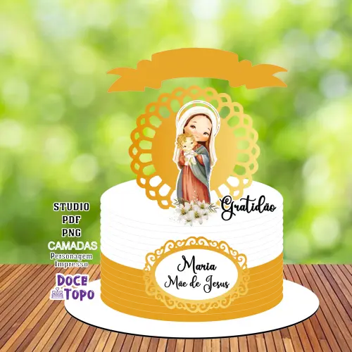 Topo de Bolo Maria Mãe de Jesus Studio/PDF/PNG