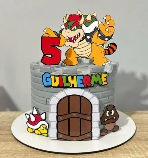 Topo de Bolo Mario Bros - Bowser 01 Studio/PDF/PNG