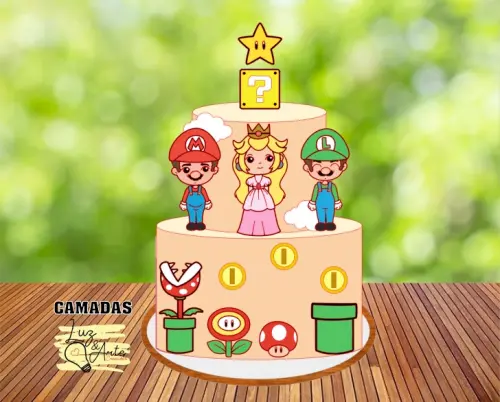 Topo de Bolo Mario Bros 03 Studio/PDF/PNG