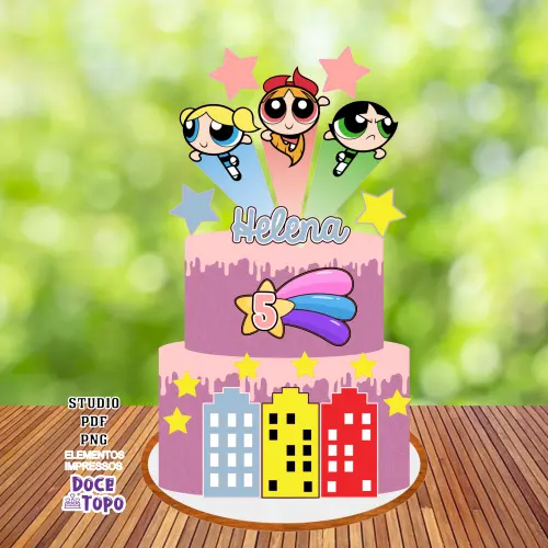 Topo de Bolo Meninas Superpoderosas 02 Studio/PDF/PNG