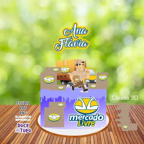 Topo de Bolo Mercado Livre 01 Studio/PDF/PNG