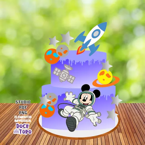 Topo de Bolo Mickey Astronauta 01 Studio/PDF/PNG