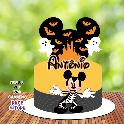 Topo de Bolo Mickey Halloween 02 Studio/PDF/PNG