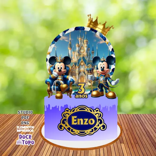 Topo de Bolo Mickey Realeza 01 Studio/PDF/PNG