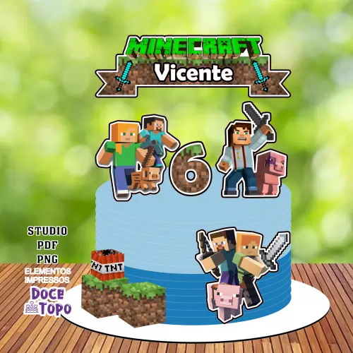 Topo de Bolo Minecraft 01 Studio/PDF/PNG