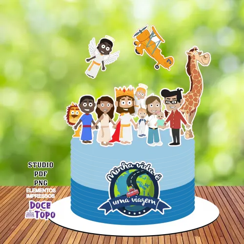 Topo de Bolo Minha Vida é uma Viagem 02 - Studio/PDF/PNG