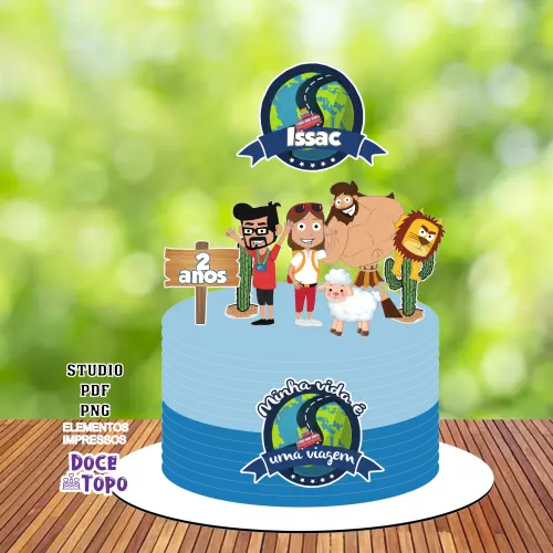 Topo de Bolo Minha Vida é uma Viagem 03 - Studio/PDF/PNG