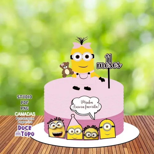 Topo de Bolo Minions 02 Studio/PDF/PNG