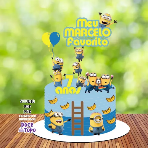 Topo de Bolo Minions 03 Studio/PDF/PNG
