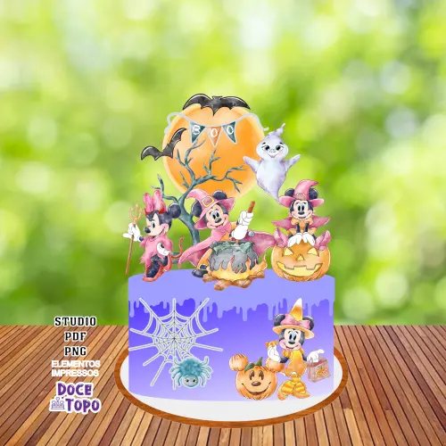 Topo de Bolo Minnie Halloween 01 Studio/PDF/PNG