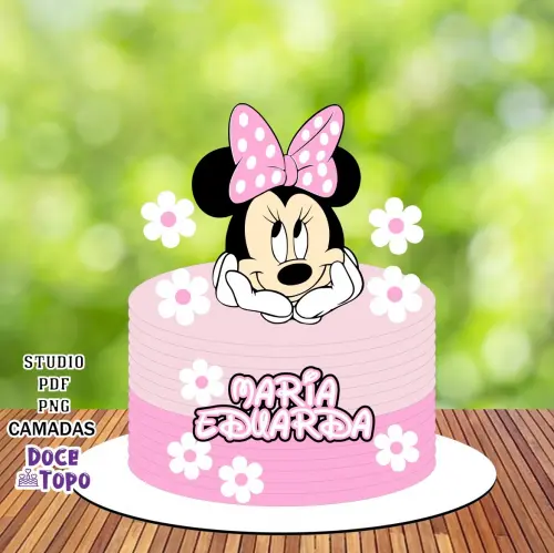 Topo de Bolo Minnie Rosa Studio/PDF/PNG