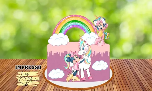 Topo de Bolo Minnie Unicórnio 01 Studio/PDF/PNG