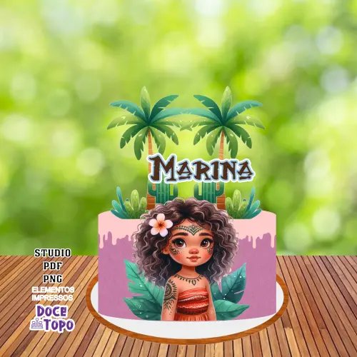 Topo de Bolo Moana 05 Studio/PDF/PNG