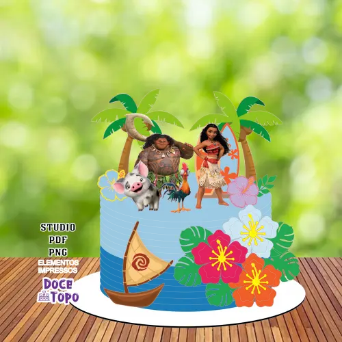 Topo de Bolo Moana 07 Studio/PDF/PNG