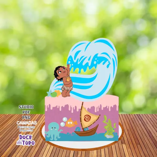 Topo de Bolo Moana Baby 06 Studio/PDF/PNG