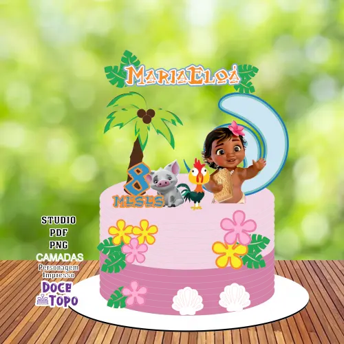 Topo de Bolo Moana Baby 07 Studio/PDF/PNG