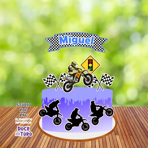 Topo de Bolo Motocross 01 Studio/PDF/PNG