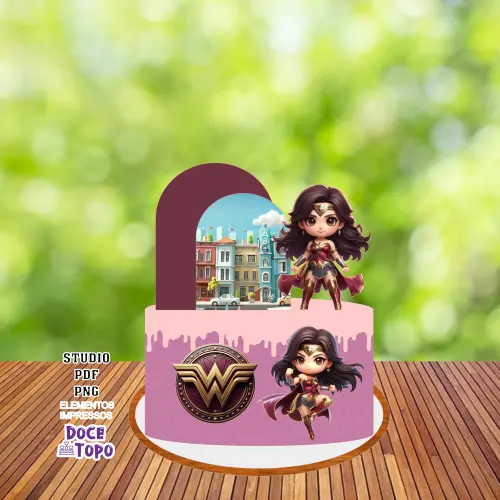 Topo de Bolo Mulher Maravilha 01 Studio/PDF/PNG
