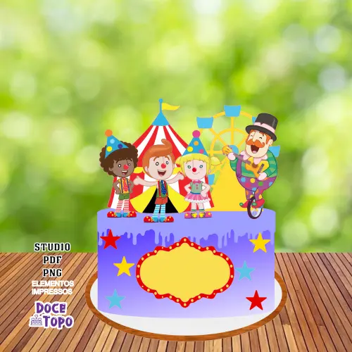Topo de Bolo Mundo Bita Circo Studio/PDF/PNG