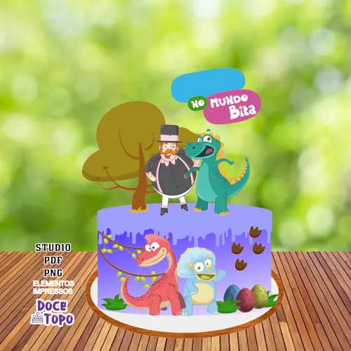 Topo de Bolo Mundo Bita Dinossauros Studio/PDF/PNG