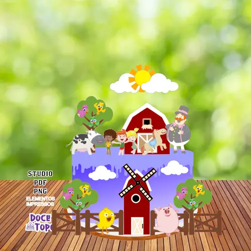 Topo de Bolo Mundo Bita Fazendinha 01 Studio/PDF/PNG