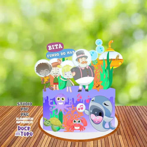 Topo de Bolo Mundo Bita Fundo do Mar - Studio/PDF/PNG