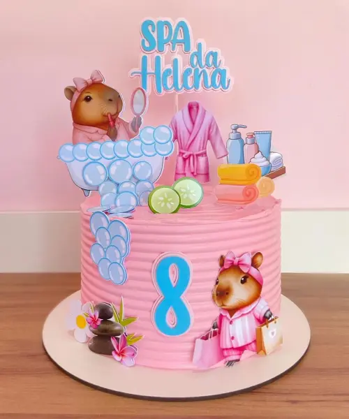 Topo de Bolo Capivara Spa Studio/PDF/PNG