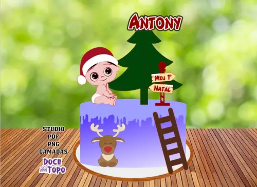 Topo de Bolo Natal 15 Studio/PDF/PNG