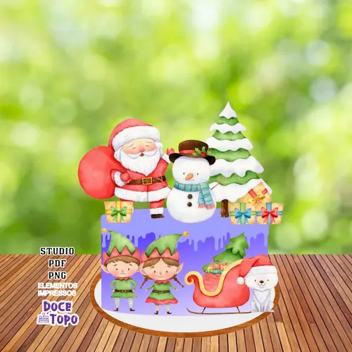 Topo de Bolo Natal 20 Studio/PDF/PNG