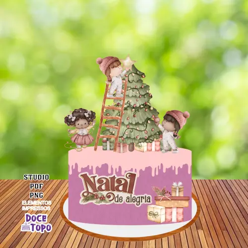 Topo de Bolo Natal 24 Studio/PDF/PNG