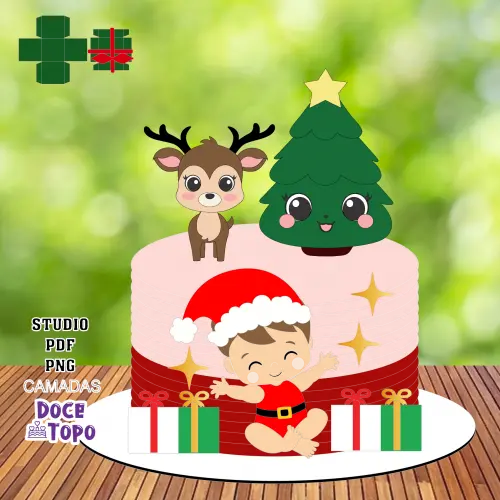 Topo de Bolo Natal 29 Studio/PDF/PNG
