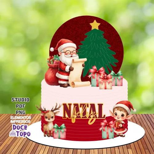 Topo de Bolo Natal 56 Studio/PDF/PNG