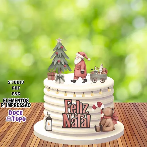 Topo de Bolo Natal do Noel Studio/PDF/PNG
