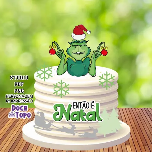 Topo de Bolo Natal Grinch 01 Studio/PDF/PNG