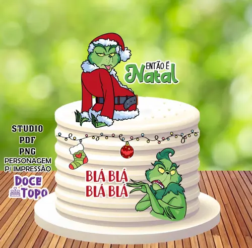 Topo de Bolo Natal Grinch 02 Studio/PDF/PNG