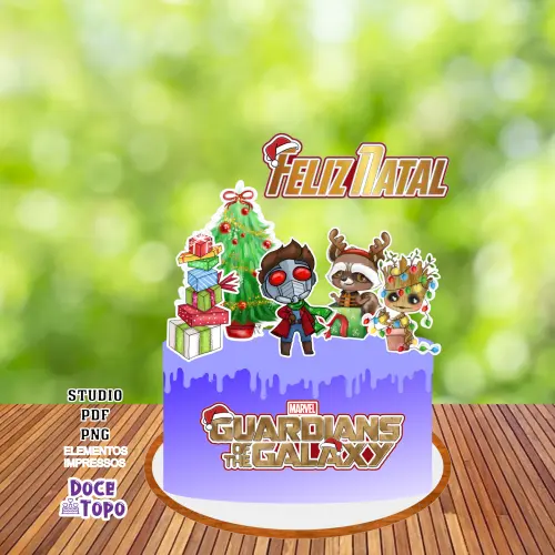 Topo de Bolo Natal Guardiões Studio/PDF/PNG