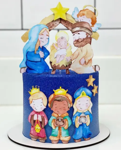 Topo de Bolo Natal Presépio 01 Studio/PDF/PNG