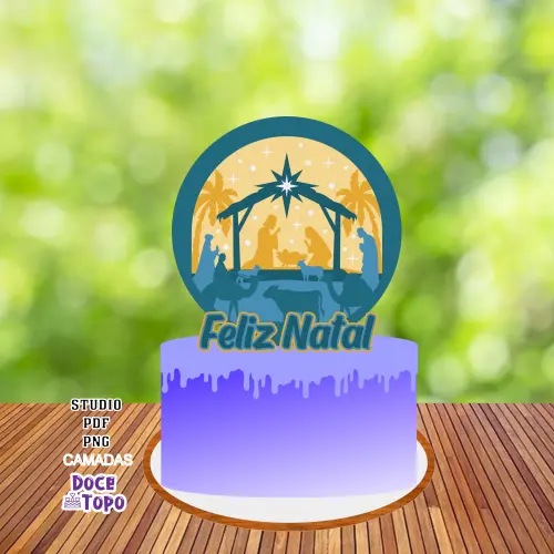 Topo de Bolo Natal Presépio 03 Studio/PDF/PNG