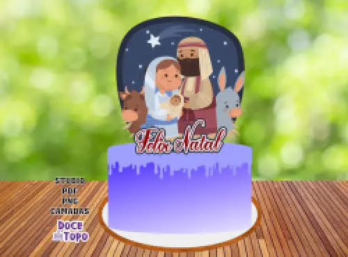 Topo de Bolo Natal Presépio 04 Studio/PDF/PNG
