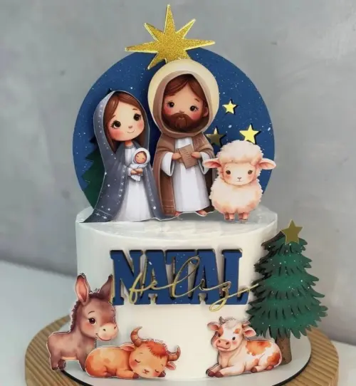 Topo de Bolo Natal Presépio 12 Studio/PDF/PNG
