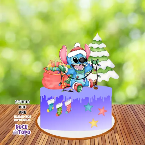 Topo de Bolo Natal Stitch Studio/PDF/PNG