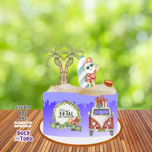 Topo de Bolo Natal Tropical 02 Studio/PDF/PNG