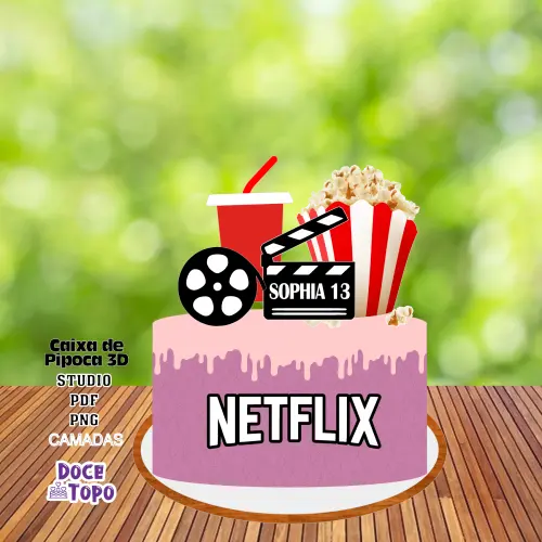 Topo de Bolo Netflix 02 Studio/PDF/PNG