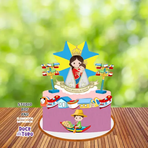 Topo de Bolo Nossa Senhora de Nazaré 01 Studio/PDF/PNG