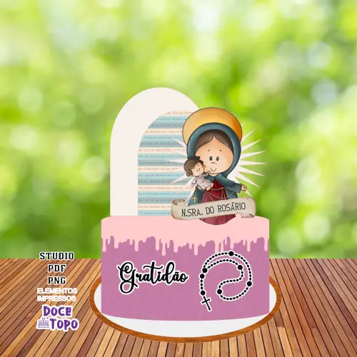 Topo de Bolo Nossa Senhora do Rosário 01 Studio/PDF/PNG