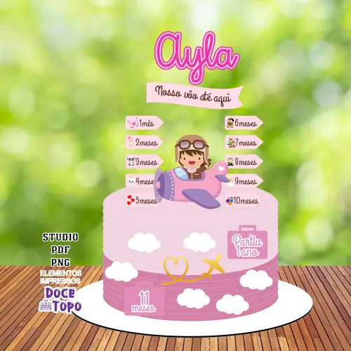 Topo de Bolo Nosso Vôo até Aqui 02 Studio/PDF/PNG