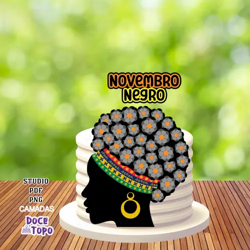 Topo de Bolo Novembro Negro Studio/PDF/PNG