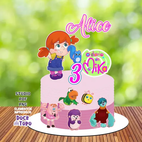 Topo de Bolo O Diário de Mika 01 Studio/PDF/PNG